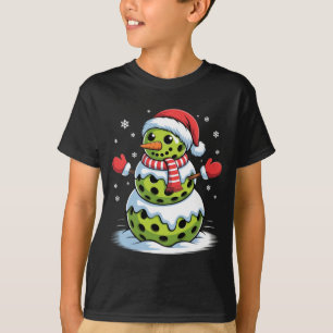Santa Hat Ckleball Snowman Christmas Men Women Kid T-Shirt