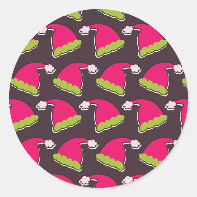 santa hat classic round sticker (Front)