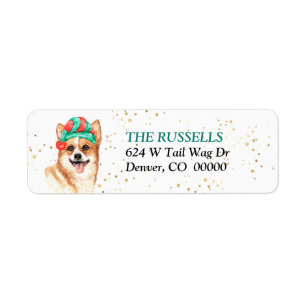 Santa Hat Corgi Chien Noël Retour Adresse
