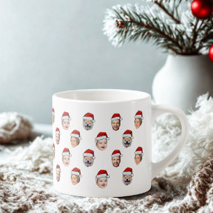 Santa Hat Custom Family Face 4 Photos Christmas Espresso Cup