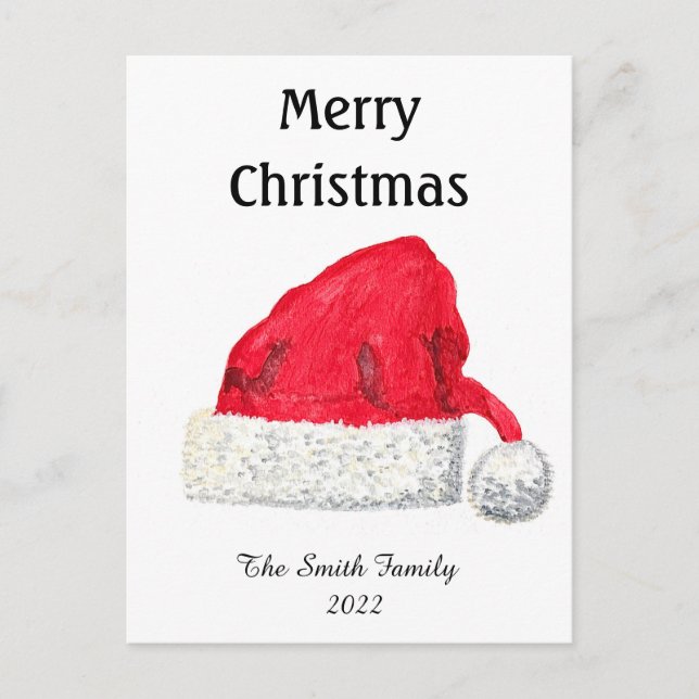 Santa Hat Cute Winter Christmas Retro Vintage Postcard (Front)