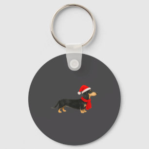 Santa Hat Dachshund Christmas Funny Cute Dog Mom  Keychain