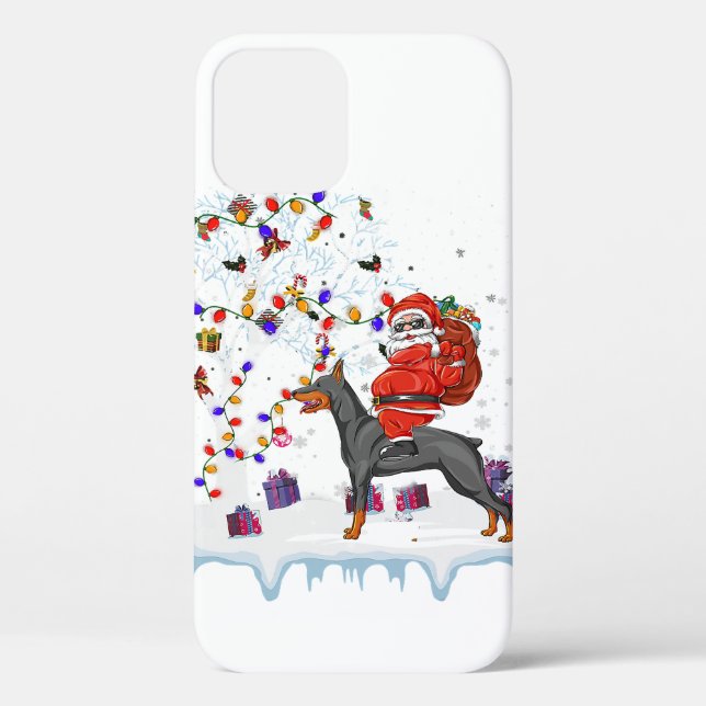Santa Hat Dog Christmas Tree Xmas Holiday Case-Mate iPhone Case (Back)