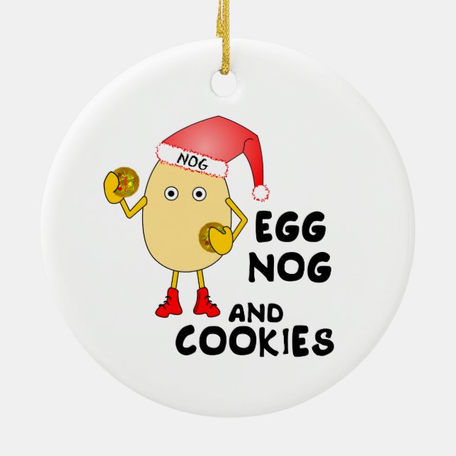 Santa Hat Egg Nog Ceramic Ornament (Back)