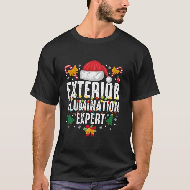 Santa Hat Exterior Illumination Expert Christmas N T-Shirt (Front)