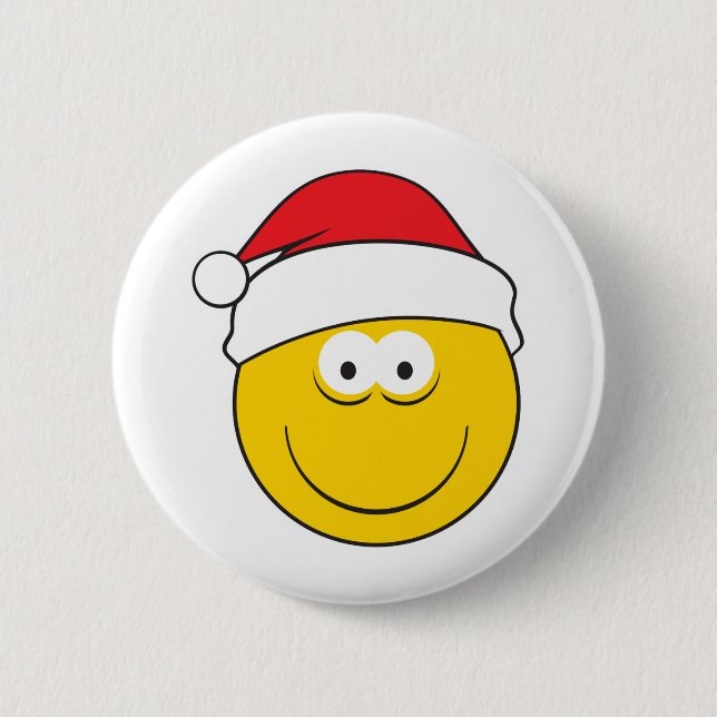 Santa Hat Face 2 Inch Round Button (Front)