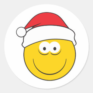 Santa Hat Face Classic Round Sticker