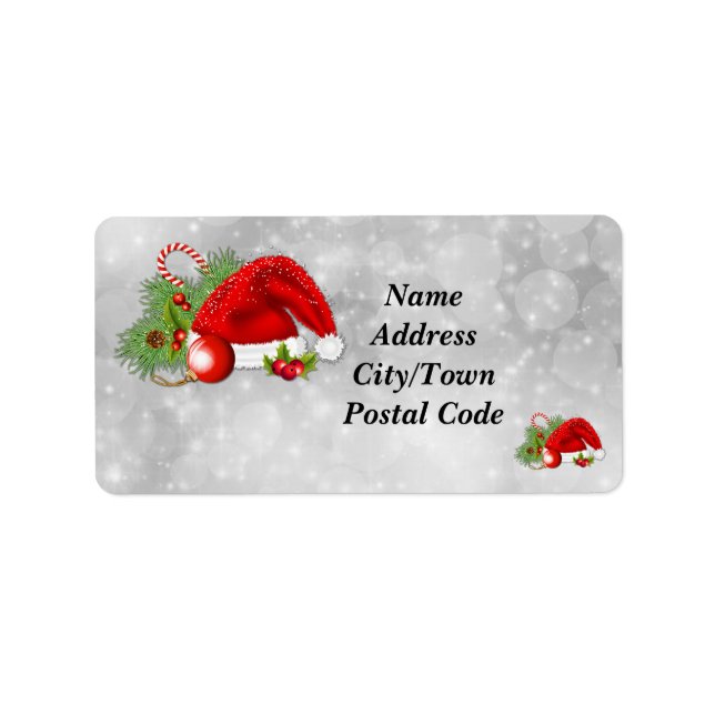 Santa Hat Festive Christmas Address Labels (Front)