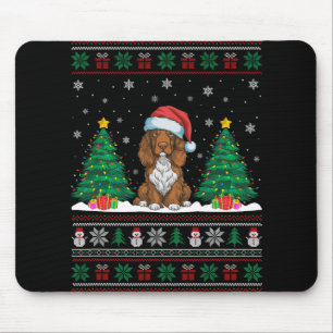 Santa Hat Field Spaniel Dog Xmas Tree Lights Ugly Mouse Pad