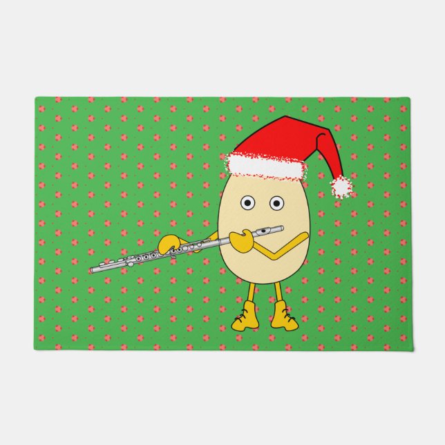Santa Hat Flute Egghead Doormat (Front)