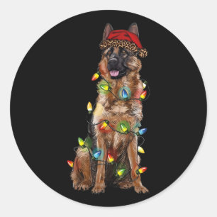 Santa Hat German Shepherd Dog Christmas German She Classic Round Sticker