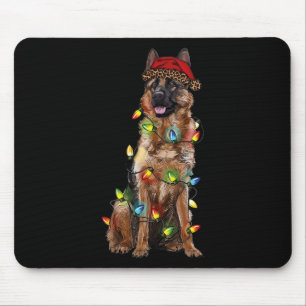 Santa Hat German Shepherd Dog Christmas German She Mouse Pad