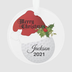 Santa Hat Golf Design DIY Name Ornament