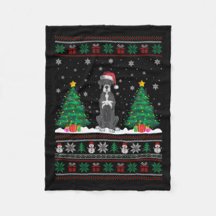 Santa Hat Great Dane Dog Christmas Tree Lights Ugl Fleece Blanket