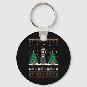 Santa Hat Great Dane Dog Christmas Tree Lights Ugl Keychain