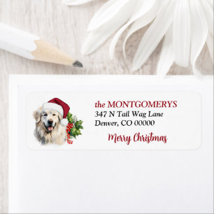 Santa Hat Great Pyrenees Christmas Return Address