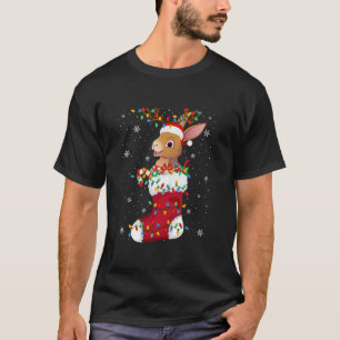 Santa Hat Hare Animal In Socks Xmas Tree Lights T-Shirt