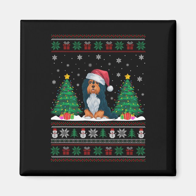 Santa Hat Havanese Dog Christmas Tree Lights Ugly  Magnet (Front)