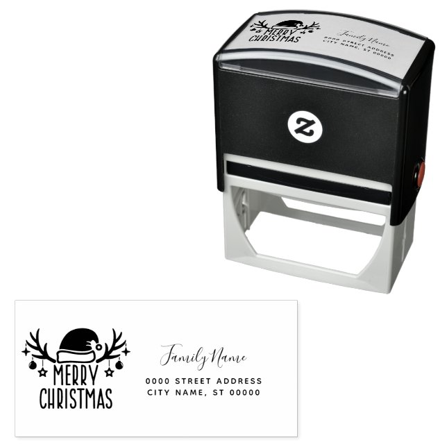Santa Hat Holiday Return Address Self-inking Stamp (In Situ)