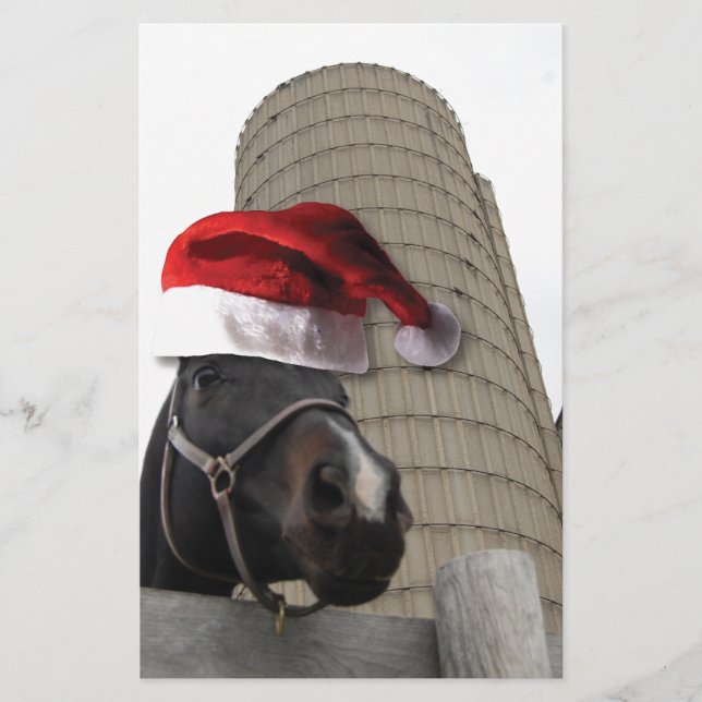 Santa Hat Horsey Stationery (Front)