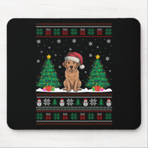 Santa Hat Labrador Dog Christmas Tree Lights Ugly Mouse Pad