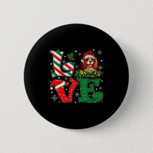 Santa Hat Love Cavalier King Charles Spaniel Dog X 2 Inch Round Button