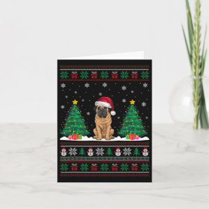 Santa Hat Mastiff Dog Christmas Tree Lights Ugly S Card
