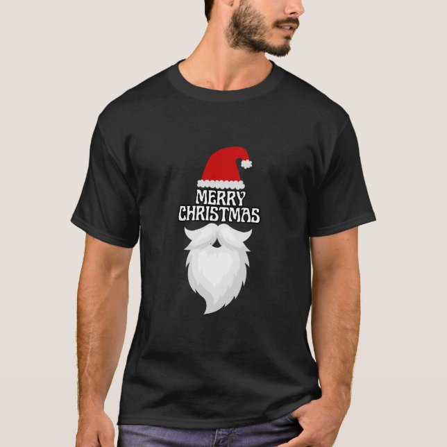 Santa Hat Merry Christmas Design T-Shirt (Front)
