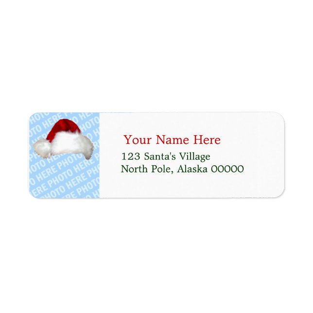 Santa Hat Modèle Noël Retour Adresse Étiquettes (Devant)