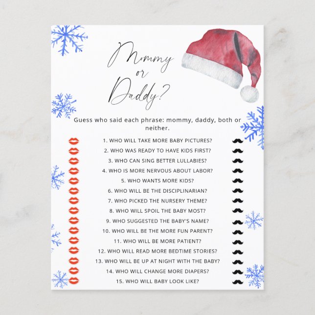 Santa hat - mommy or daddy game (Front)