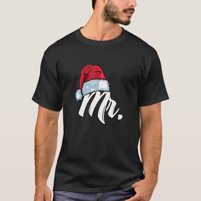 Santa Hat Mr  Partner Outfit For Christmas T-Shirt (Front)