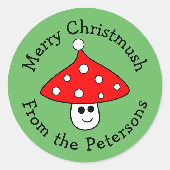 Santa Hat Mushroom Christmas Stickers (Front)