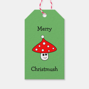 Santa Hat Mushroom Gift Tags
