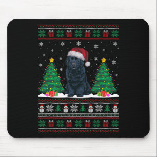 Santa Hat Newfoundland Dog Xmas Tree Lights Ugly S Mouse Pad