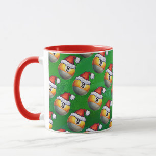 Santa Hat Nine Ball Pattern on Green Mug