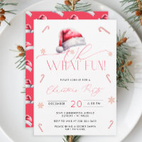  Santa Hat Oh What Fun Christmas Party Invitation