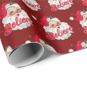 Santa Hat Old Christmas Holiday gift  Wrapping Paper