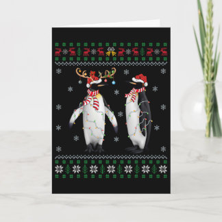 Santa Hat Penguin Bird Xmas Lighting Ugly Penguin Card
