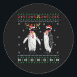 Santa Hat Penguin Bird Xmas Lighting Ugly Penguin  Classic Round Sticker<br><div class="desc">Santa Hat Penguin Bird Xmas Lighting Ugly Penguin Christmas</div>