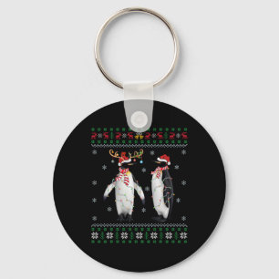 Santa Hat Penguin Bird Xmas Lighting Ugly Penguin Keychain