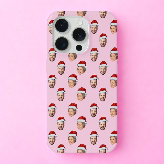 Santa Hat Personalized Face 2 Photo Christmas Gift iPhone Case (Creator Uploaded)