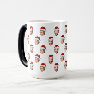 Santa Hat Personalized Face 2 Photo Christmas Gift Magic Mug