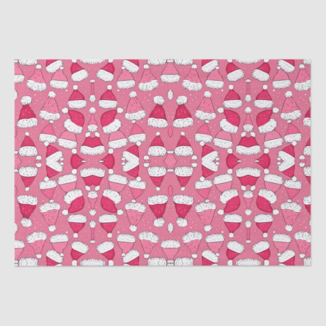Santa hat pink christmas tissue paper (Front)