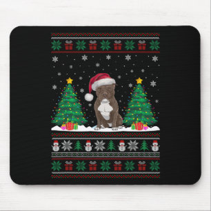 Santa Hat Pitbull Dog Christmas Tree Lights Ugly S Mouse Pad