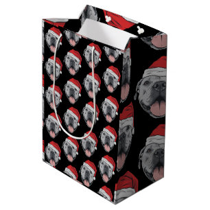 Santa Hat Pitbull Pit Christmas Xmas Pet Dog Lover Medium Gift Bag
