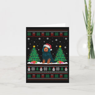 Santa Hat Portuguese Water Dog Xmas Tree Lights Ug Card
