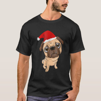 Santa Hat Pug Dog Christmas Pajama Shirt For Men