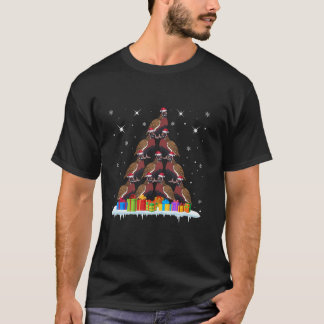 Santa Hat Quail Bird Lovers Men Women Kids Christm T-Shirt