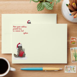 Santa Hat Raccoon Christmas Envelope