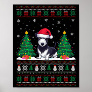Santa Hat Rat Terrier Dog Christmas Tree Lights Ug Poster
